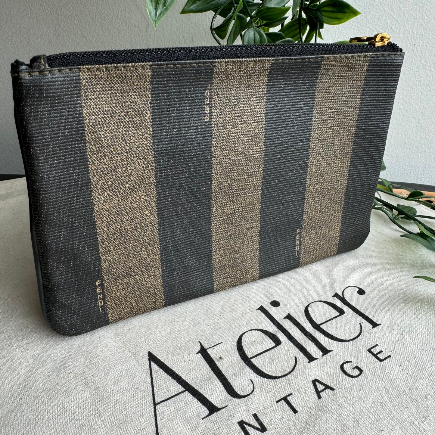 Fendi Pequin Print Clutch/Pouch