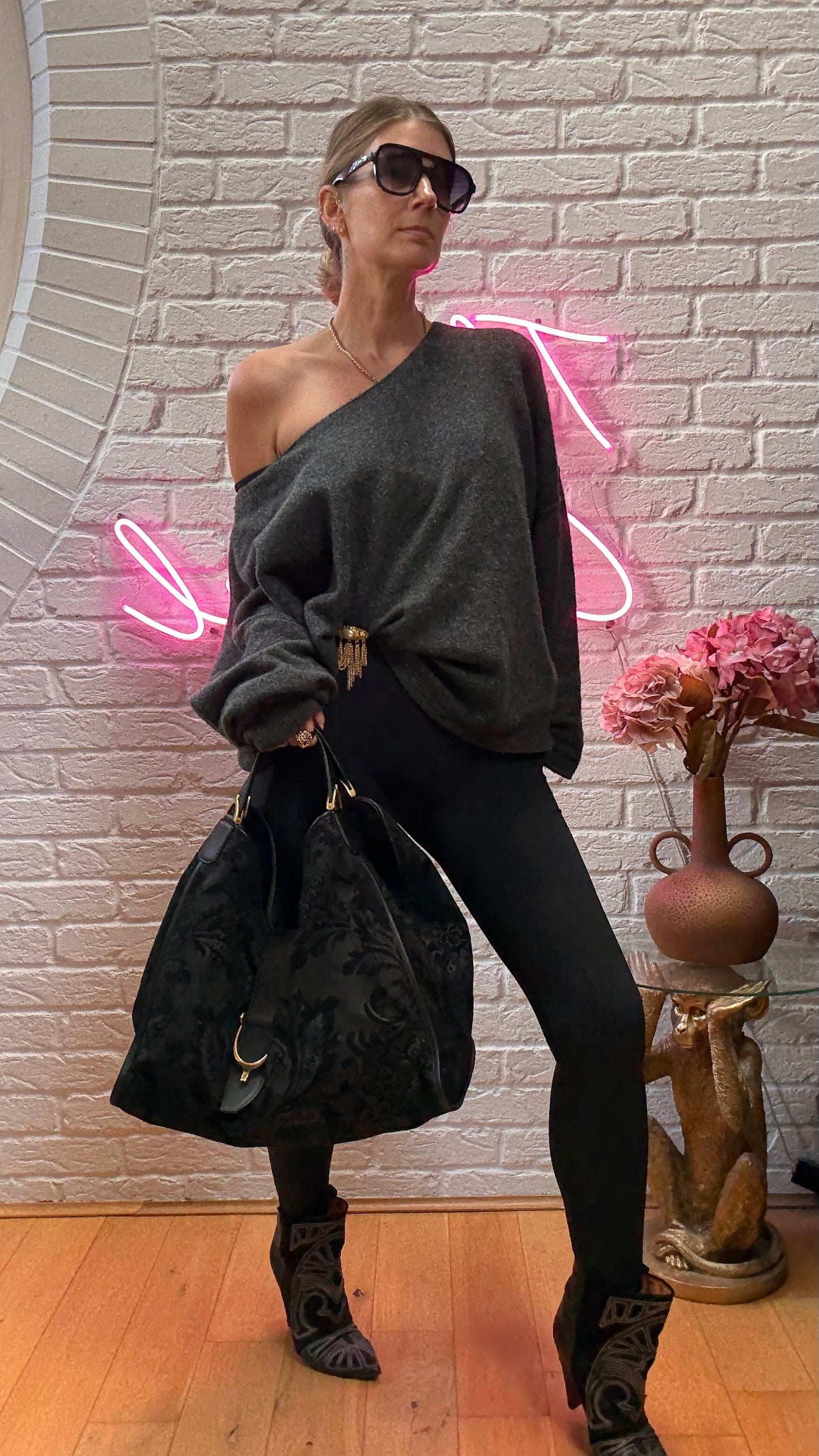 Gucci Suede Brocade Stirrup Tote