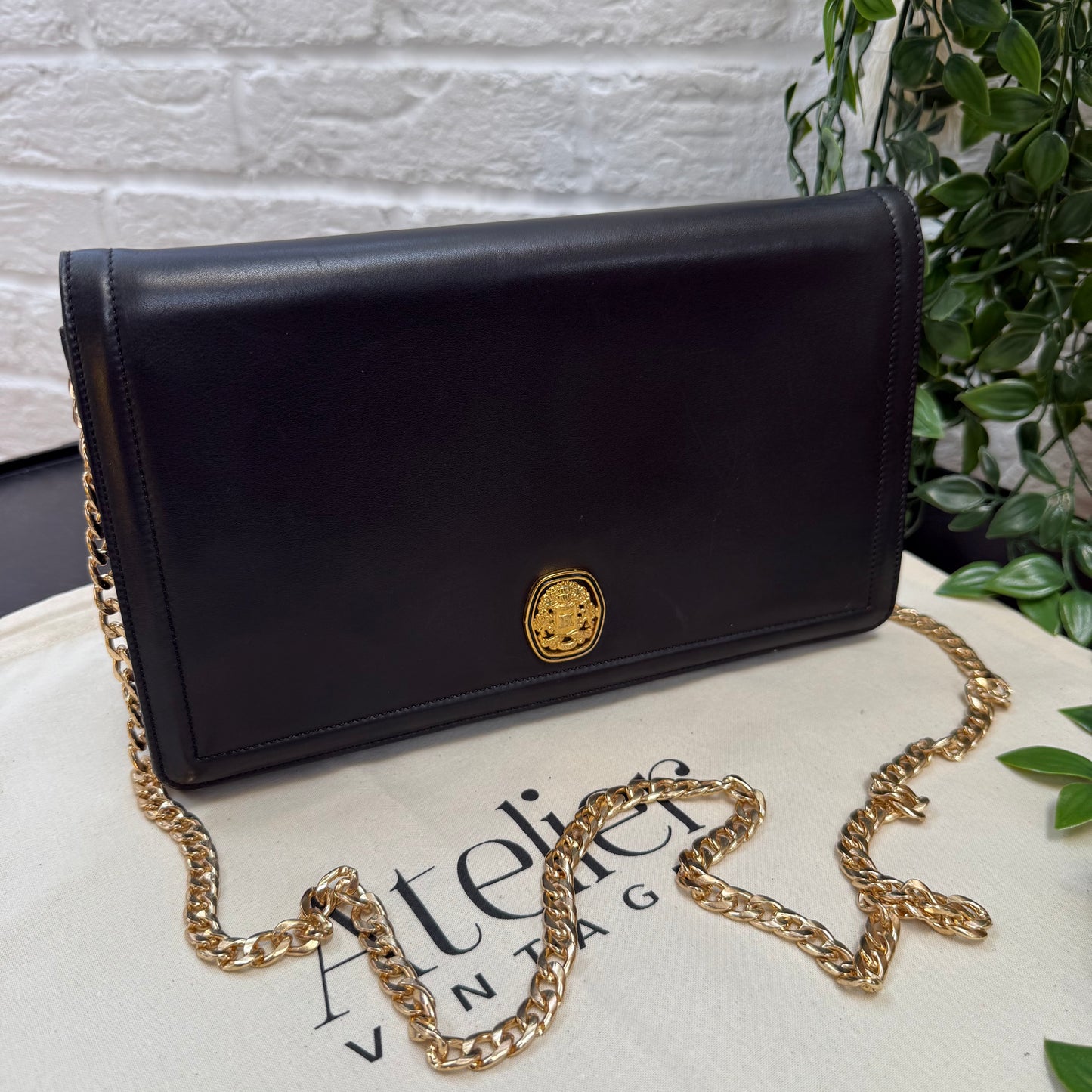 Celine 1980s Celine Triomphe two way leather bag
