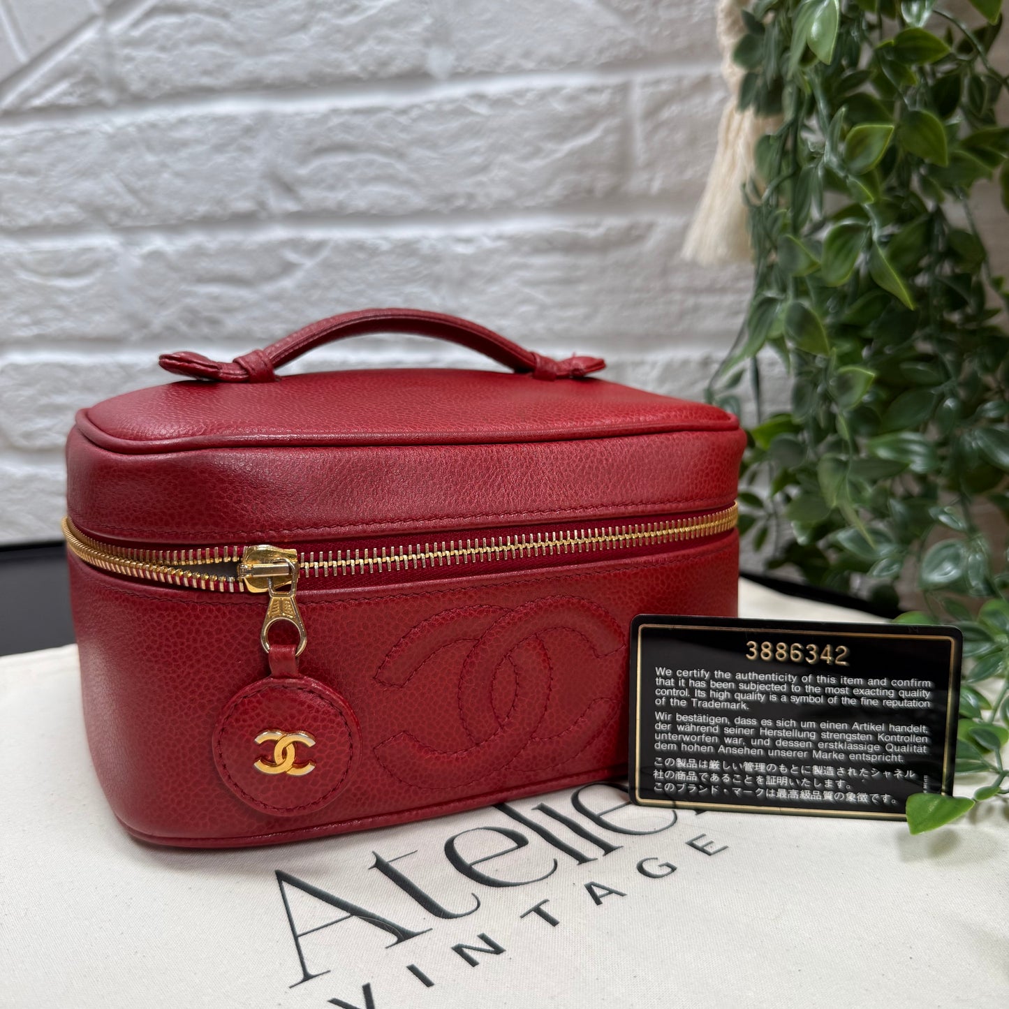 Chanel 1993 Red Caviar Top Handle Vanity