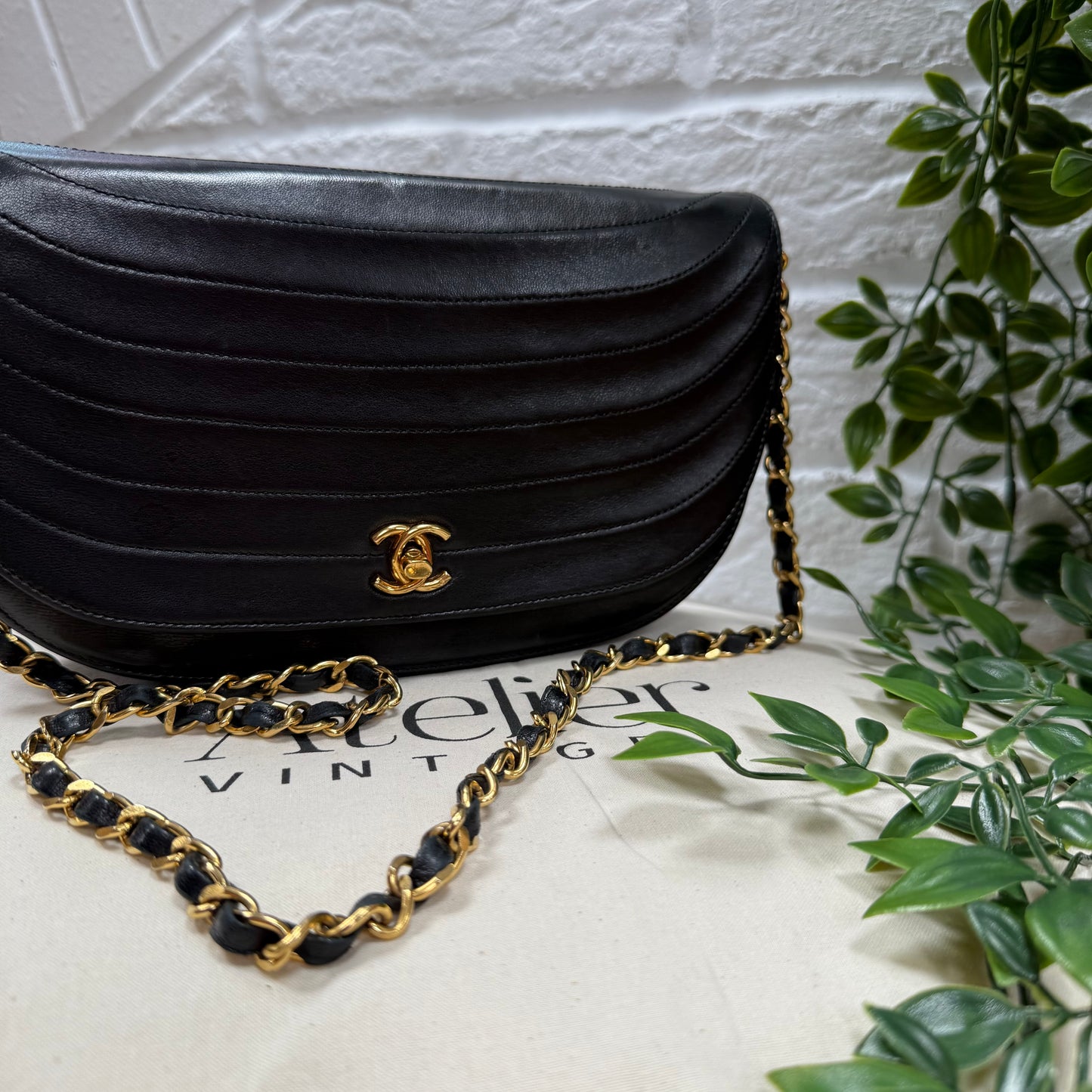 Chanel Early 1980s Quilted Half Moon CC Turnlock Single Flap