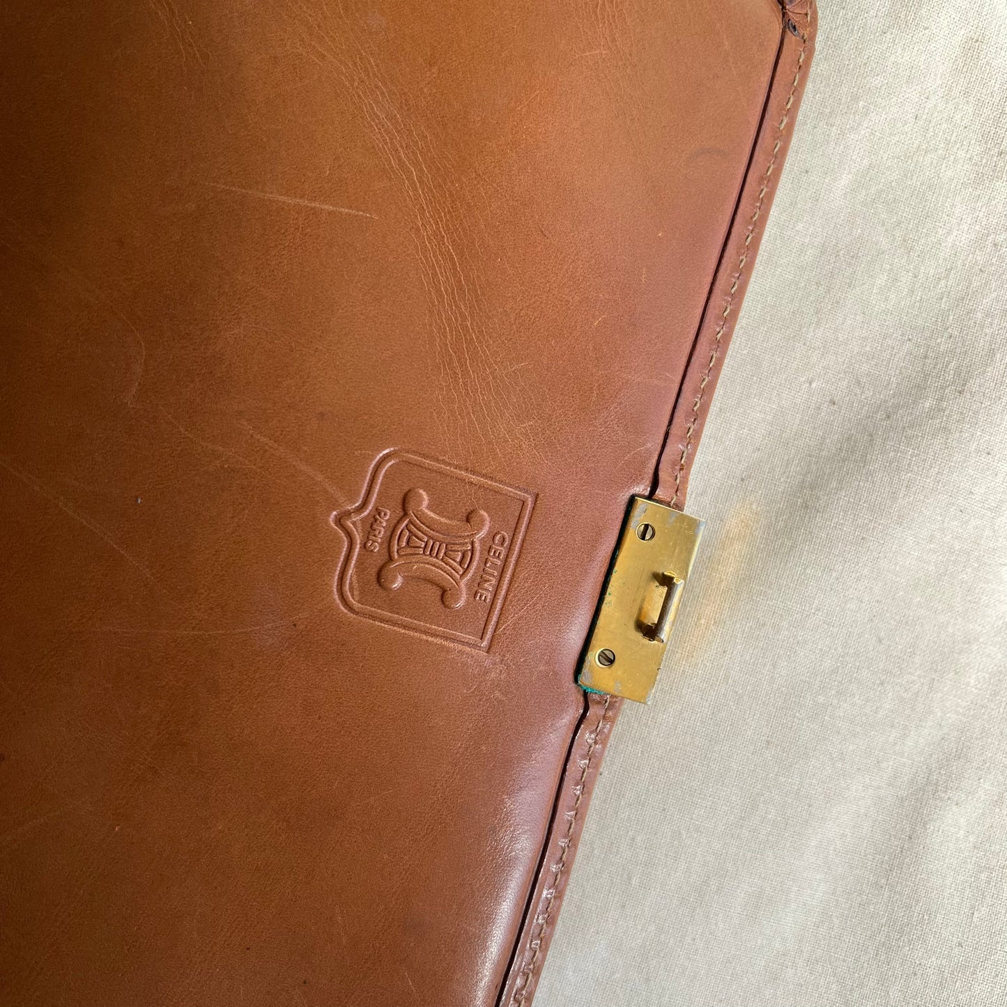 Celine Vintage Macadam Beige Shoulder Bag