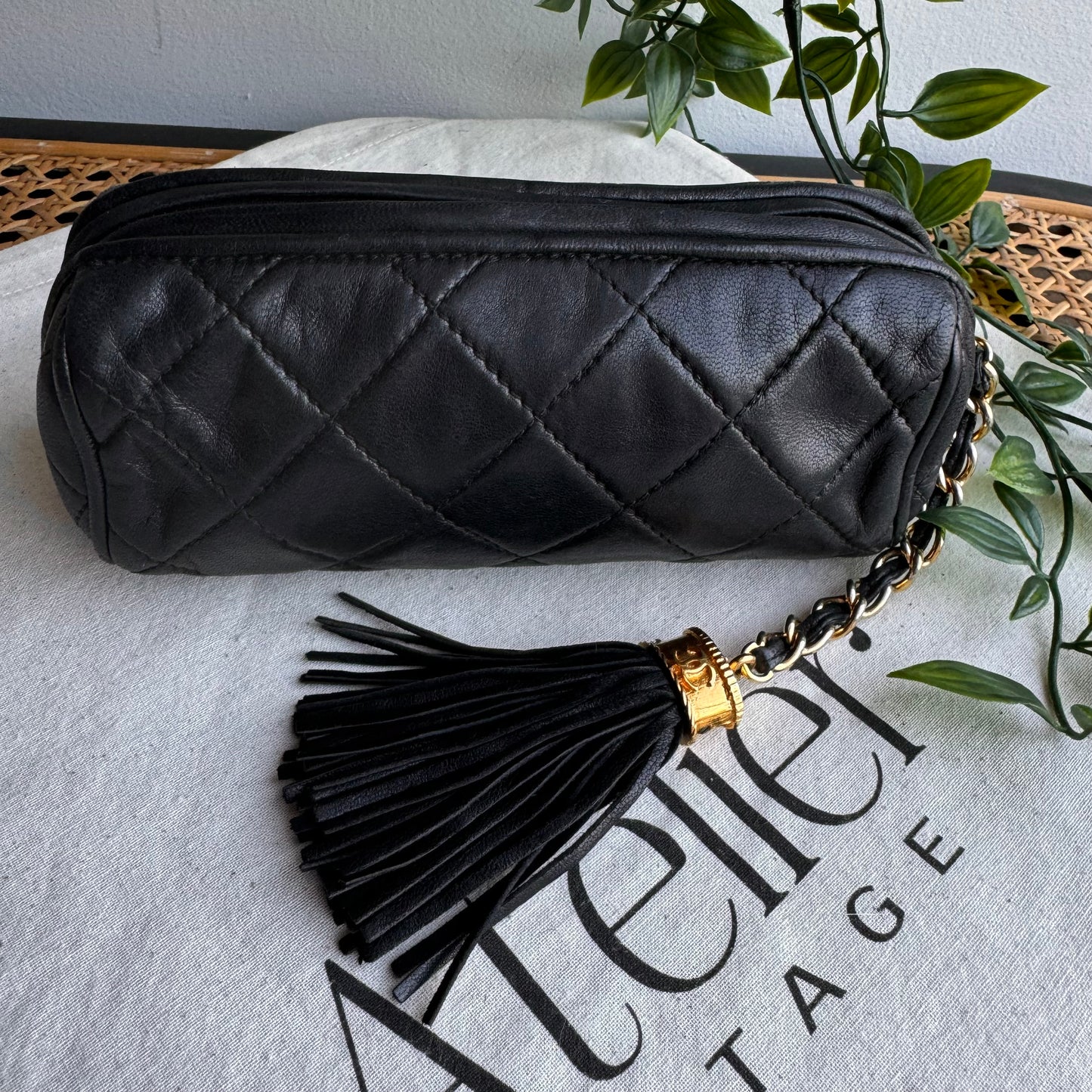 Chanel early 1990s Lambskin Tassel Pouch/Clutch