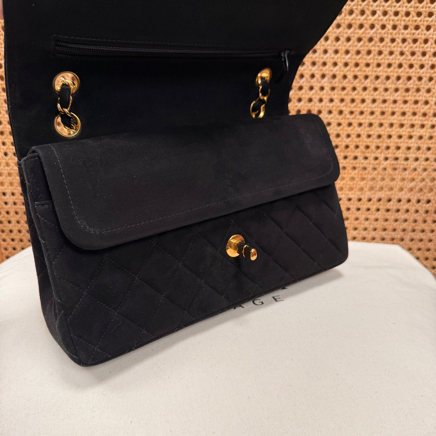 Chanel 2006 Ultra Rare Classic Double Flap Medium in Black Suede