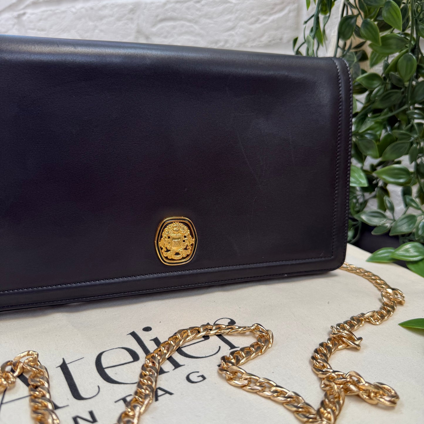 Celine 1980s Celine Triomphe two way leather bag