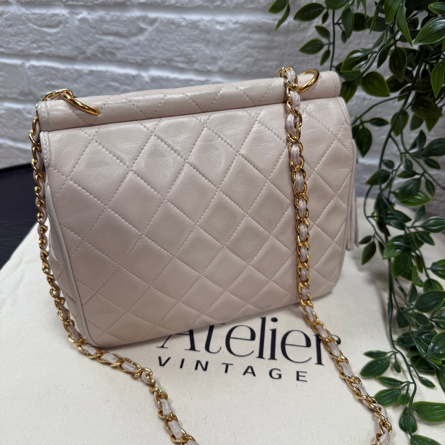 Chanel 1989 Rare Ivory Tassel Envelope Flap