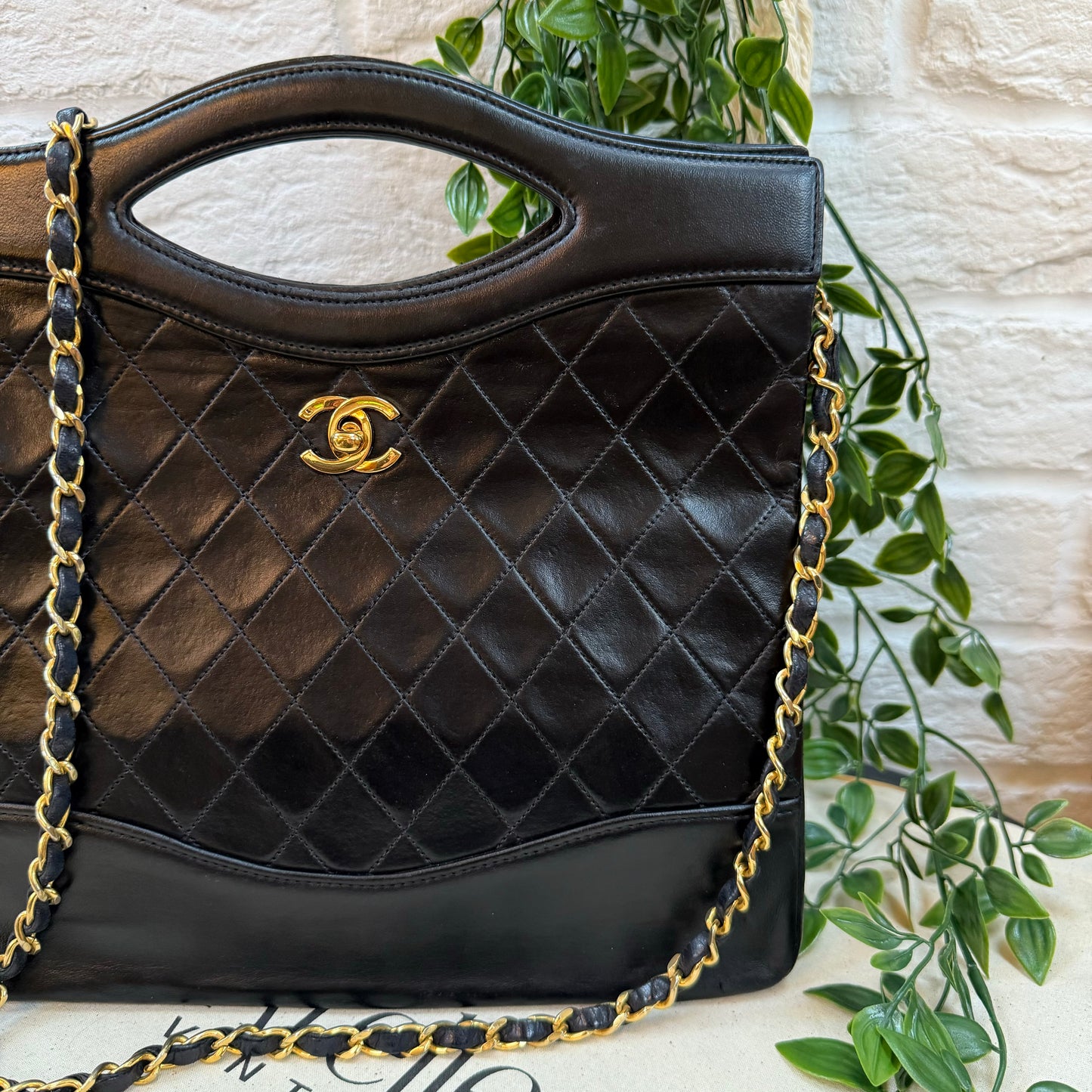 Chanel 1989 Top Handle Two Way Turn Lock Bag
