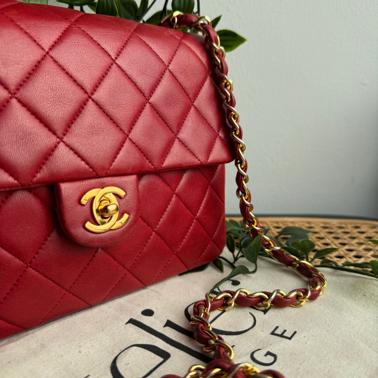 Chanel 1989 Red Classic Square Single Flap Medium