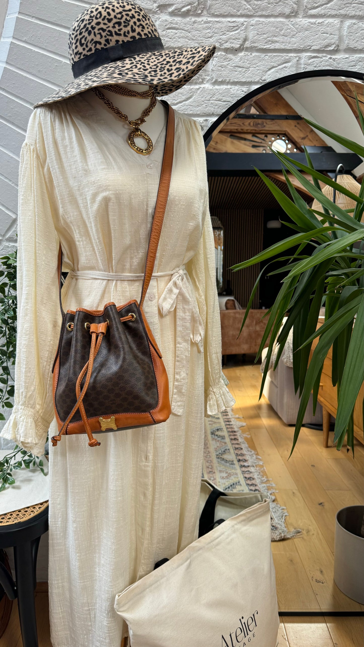 Celine 1990s Macadam Triomphe Bucket Bag