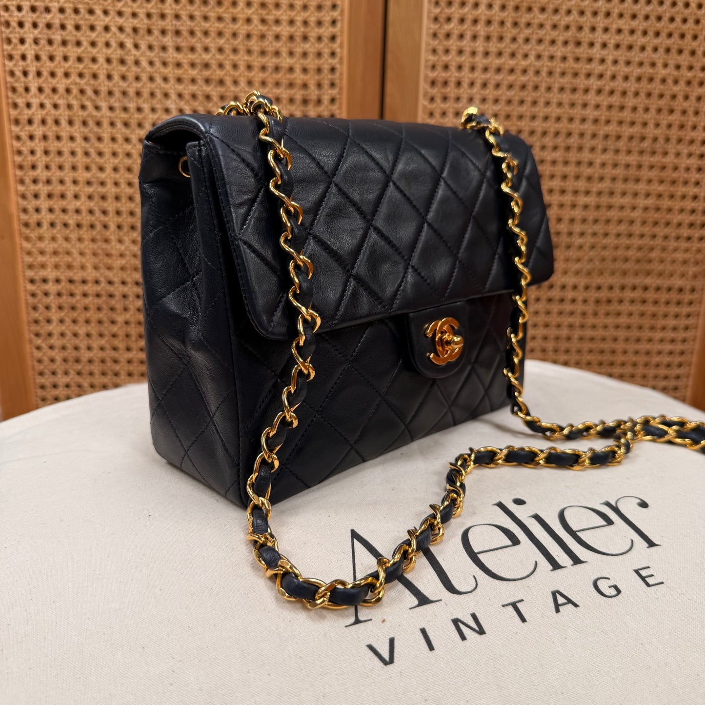 Chanel 1989 Classic Square Single Flap Medium - Navy