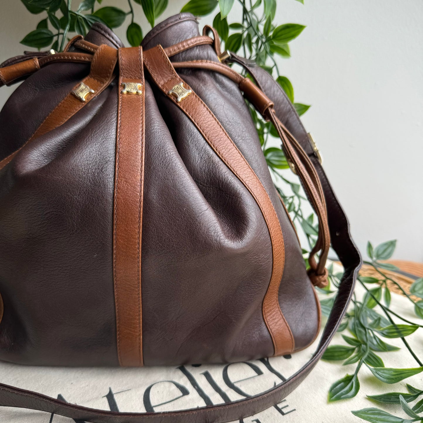 Celine 1980s Triomphe Bucket Bag