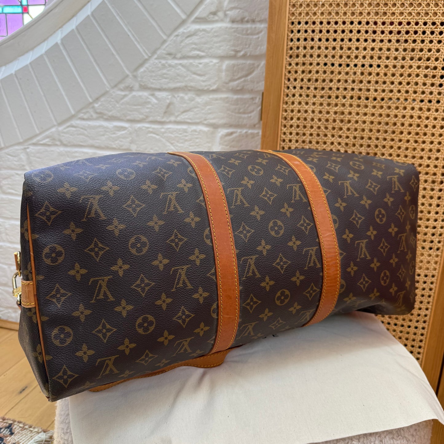 Louis Vuitton 1987 Keepall Bandoulier 50 with luggage tag & handle strap