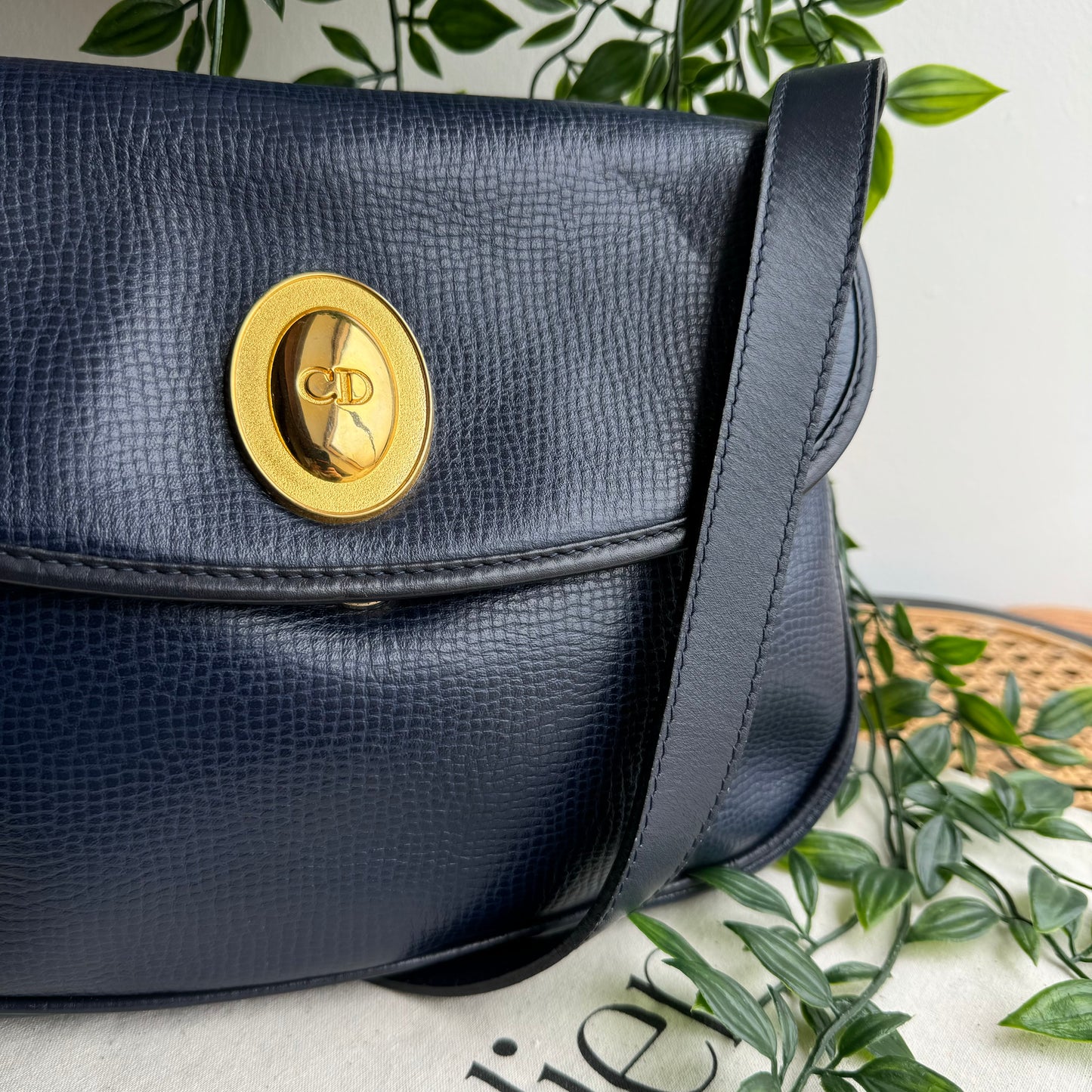 Dior 1980s Navy CD Closure Two Way Bag