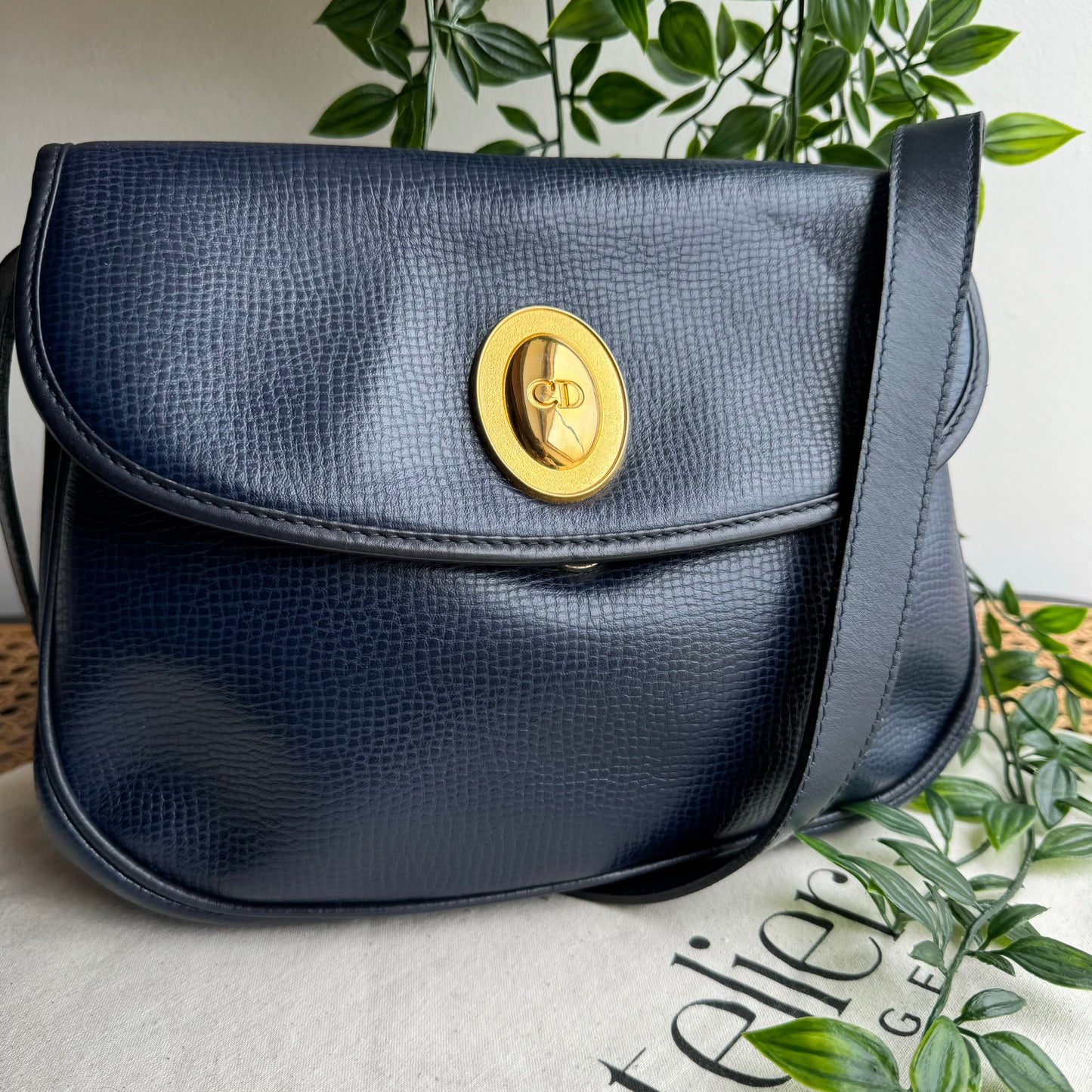Dior 1980s Navy CD Closure Two Way Bag