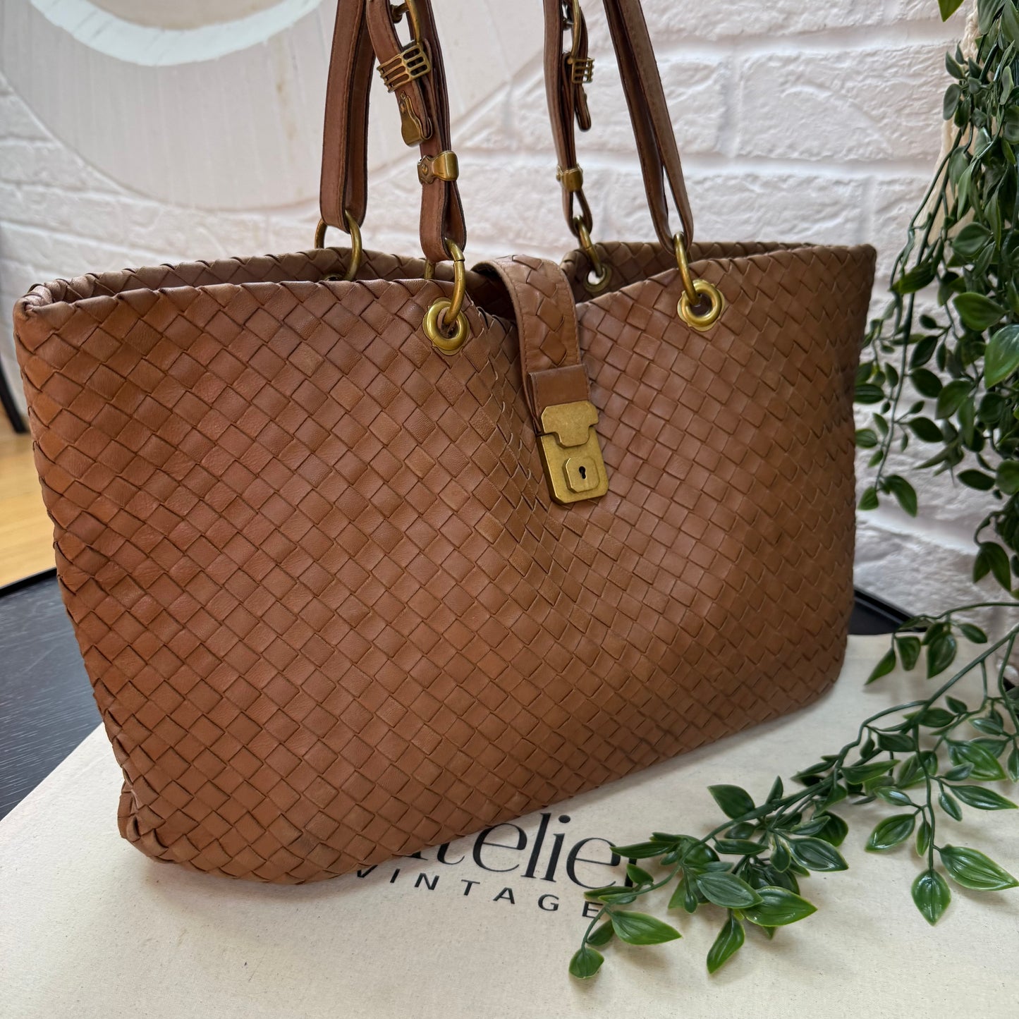 Bottega Veneta 1990s Tan Intrecciato Tote