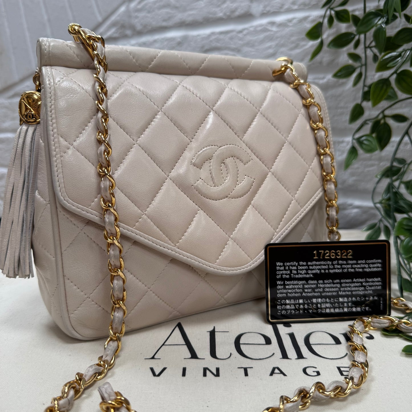 Chanel 1989 Rare Ivory Tassel Envelope Flap