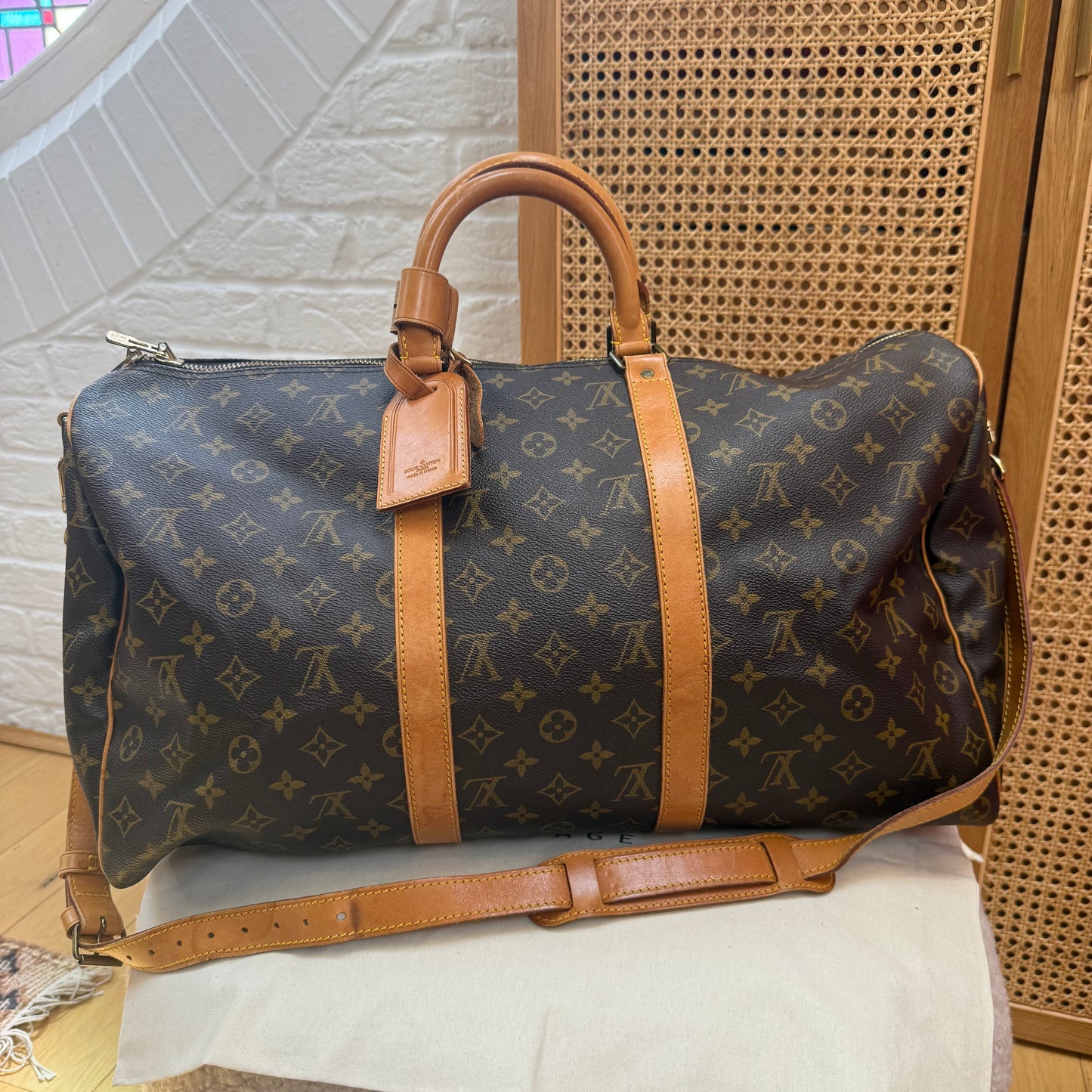 Louis Vuitton 1989 Keepall Bandoulier 50 with luggage tag & handle strap