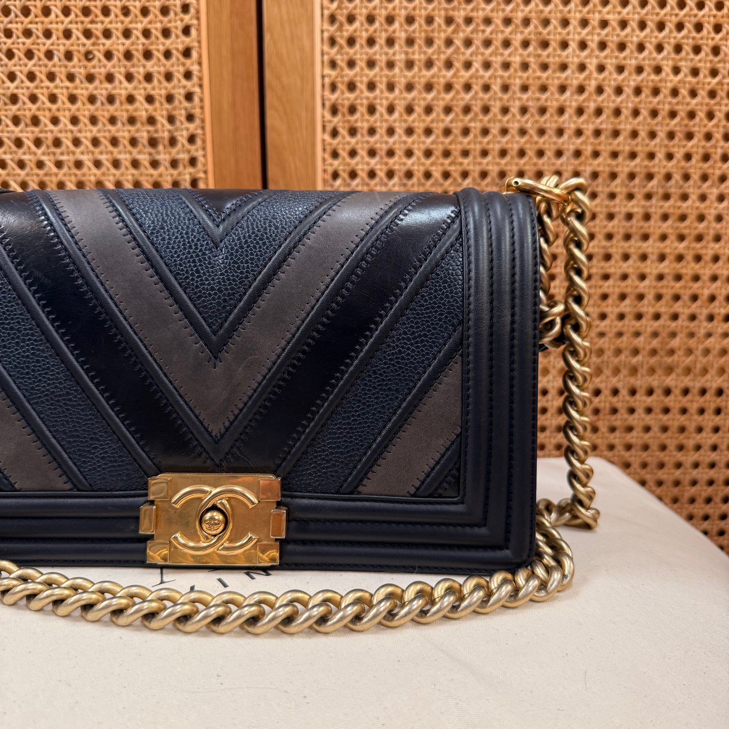 Chanel Rare 2016 Navy Le Boy in Caviar mix