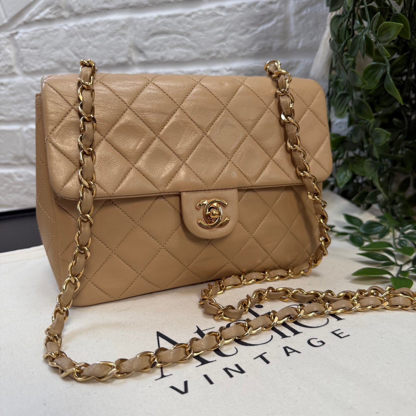 Chanel 1989 Chanel Dark Beige Medium Square
