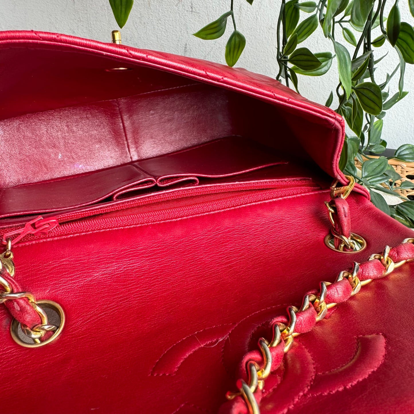 Chanel 1989 Red Classic Square Single Flap Medium
