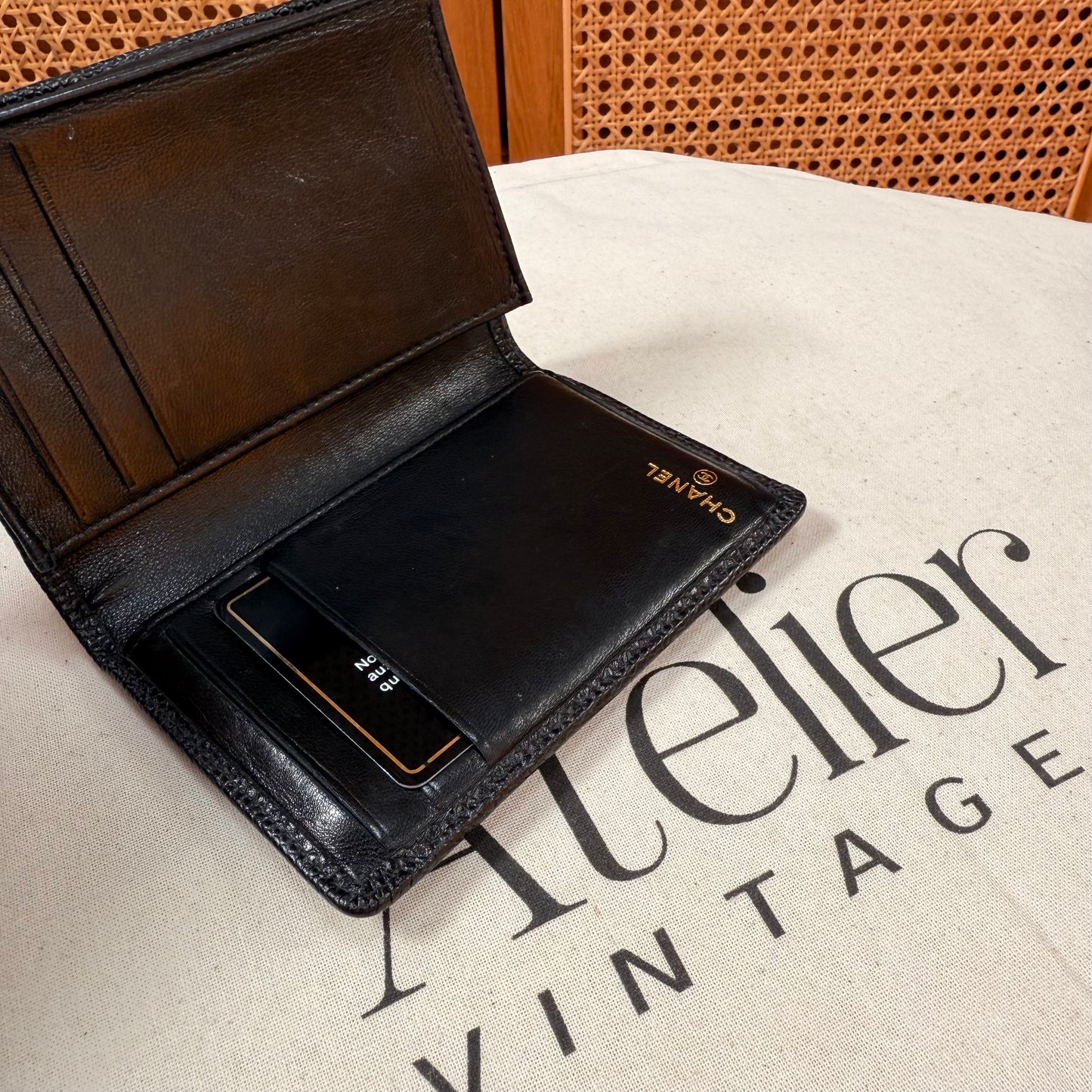 Chanel 1996 Caviar CC Quilted Card Holder in Black