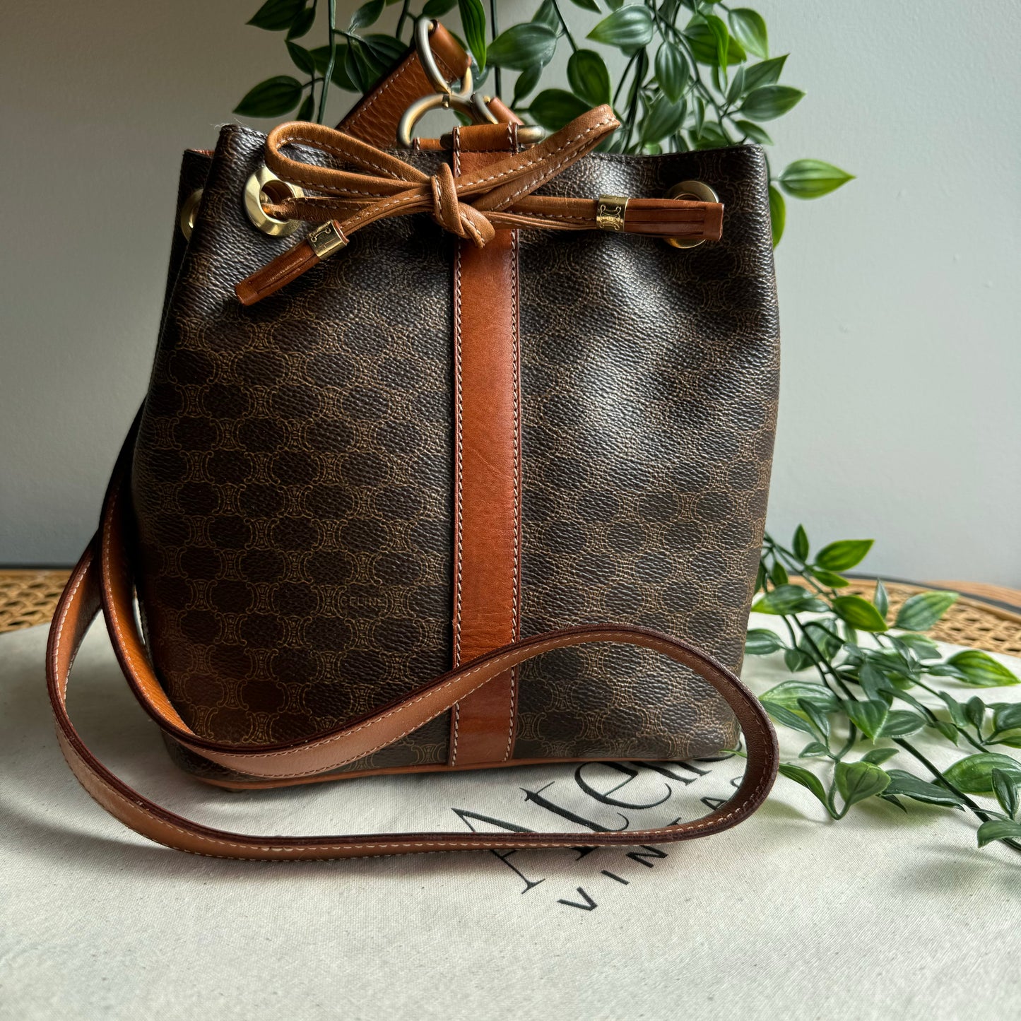 Celine 1980s Macadam Bucket Bag