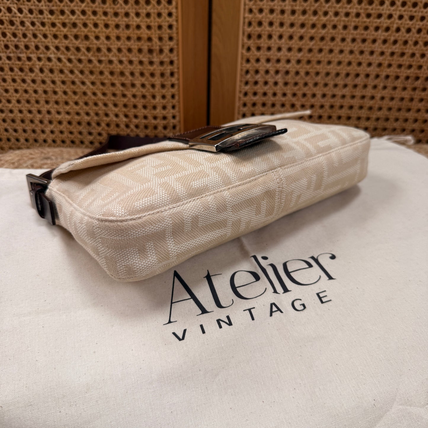 Fendi 1990s Original Baguette in Beige Canvas