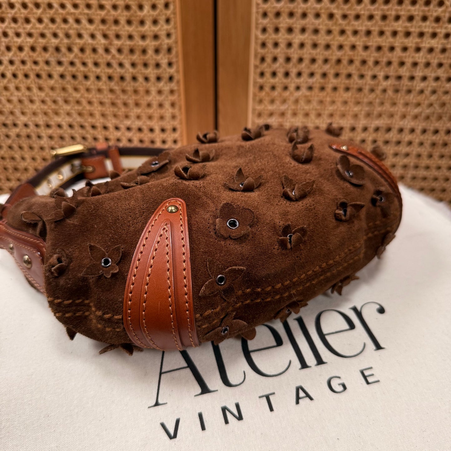 Louis Vuitton 2008 Rare Brown Suede Flower Mahina Onatah PM