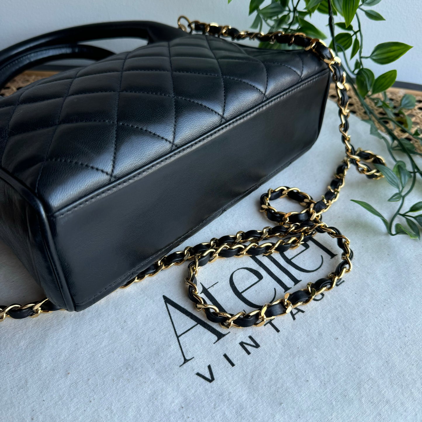 Chanel 1991 Quilted Lambskin Top Handle Two Way Bag