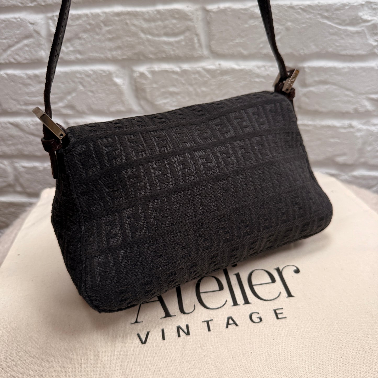 Fendi 1990s Rare Fendi Mini Mamma Baguette in grey & Brown suede