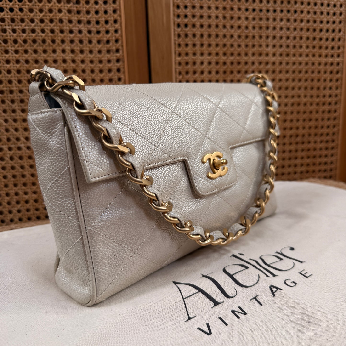 Chanel Ultra Rare 2000 pearlescent Caviar Single Flap