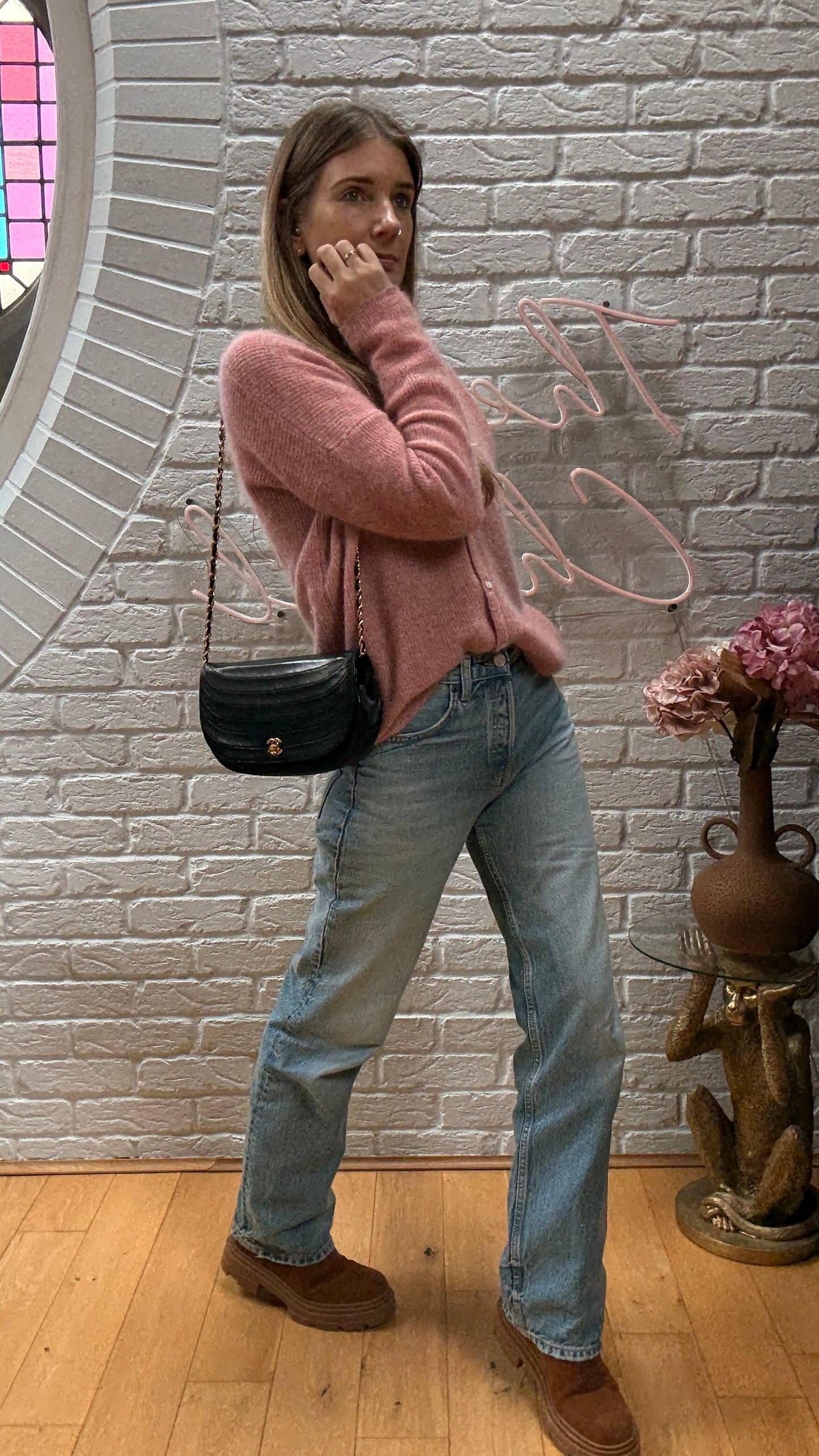 Chanel Early 1980s Quilted Half Moon CC Turnlock Single Flap