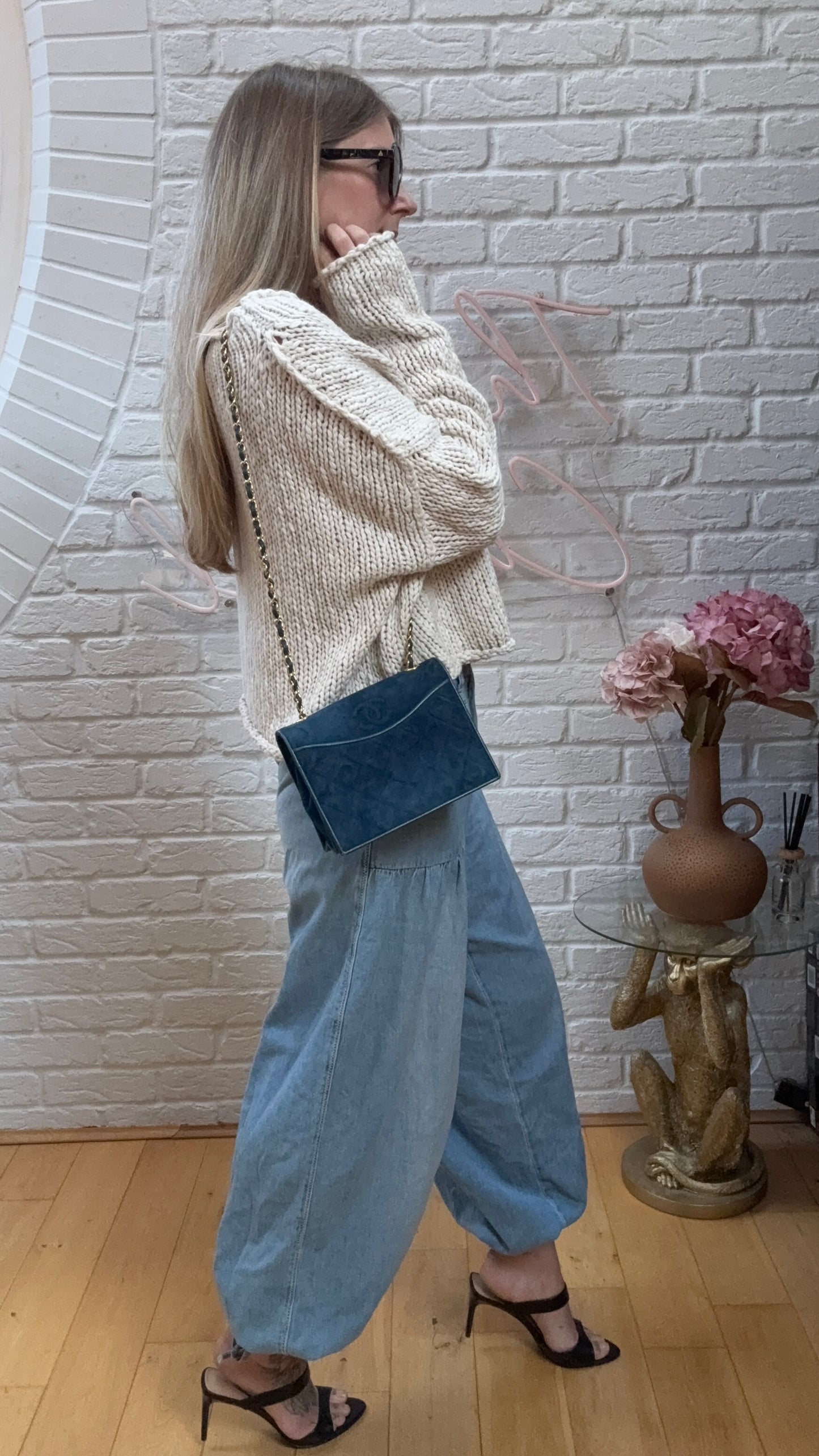 Chanel Rare 1989 Teal Suede CC Quilted Full Flap