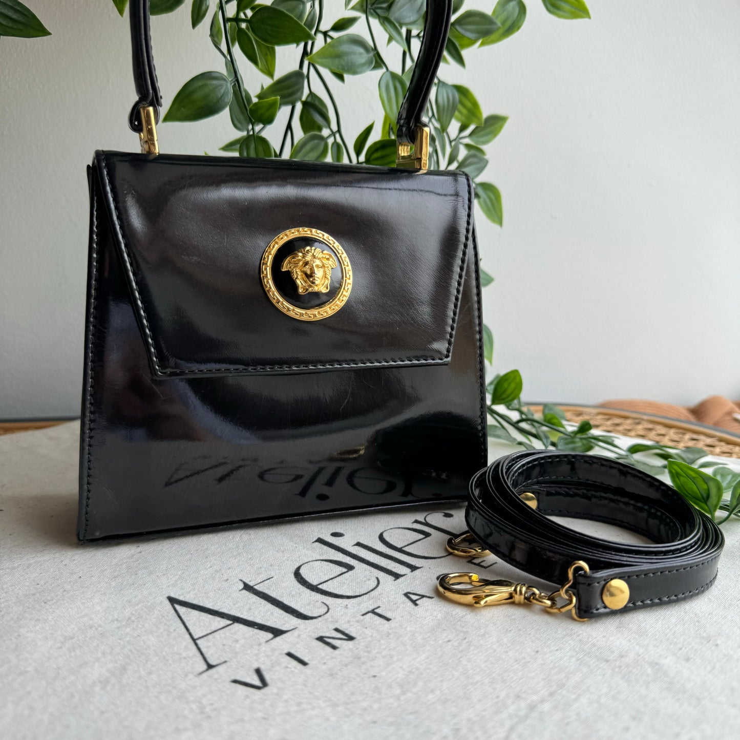 Versace Vintage Medusa Top Handle Two Way Bag