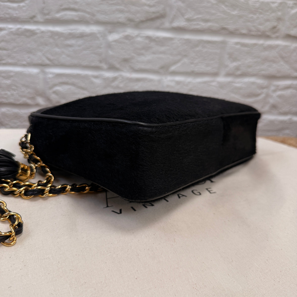 Chanel 1986 Rare Black Pony Hair & Leather Camera Bag
