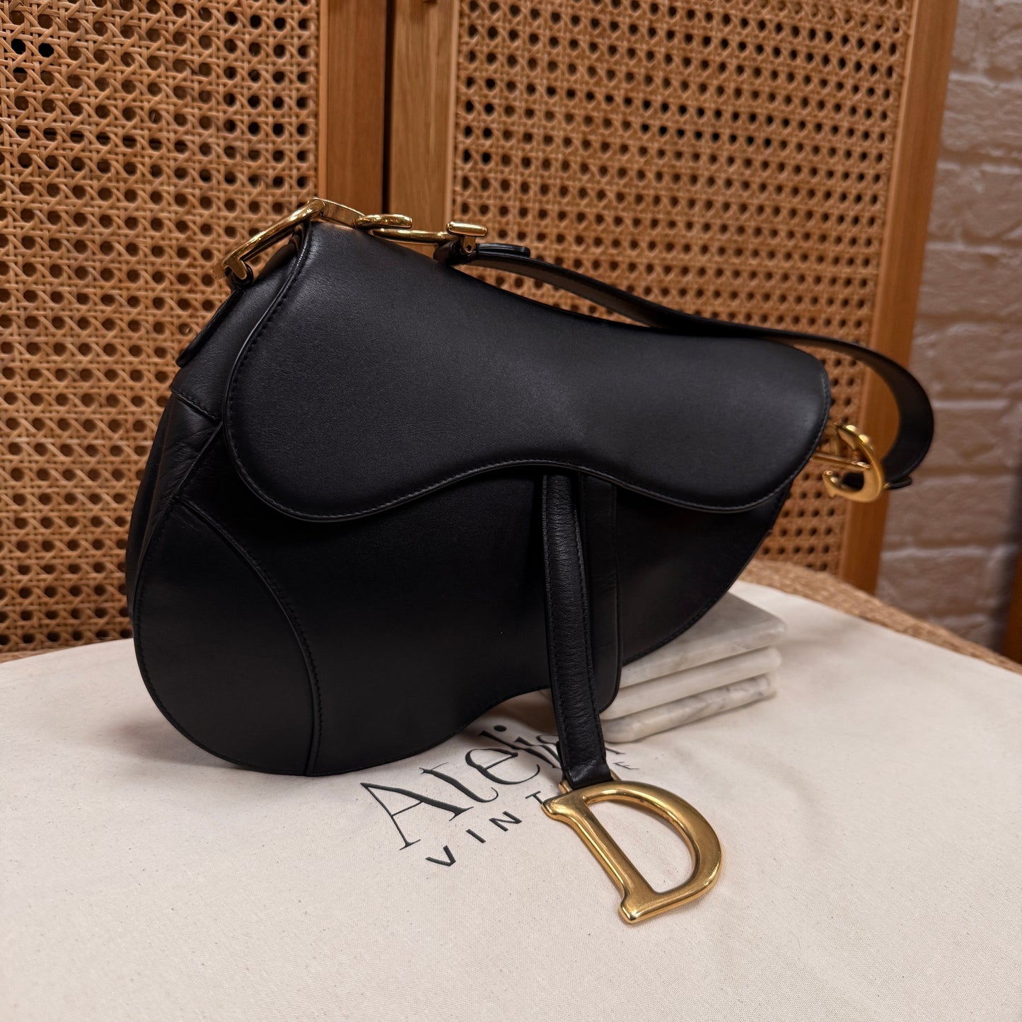 Dior 2018 Saddle Bag in Black Leather
