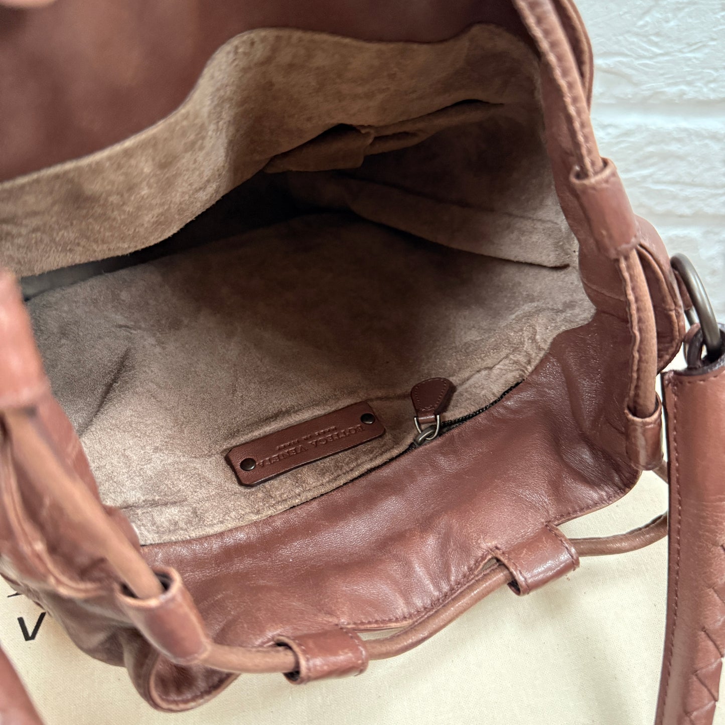 Bottega Veneta 1990s Bottega Veneta Tan Woven Leather Bucket Bag