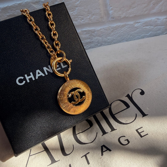 Chanel 1980s Vintage CC Pendant & Chain