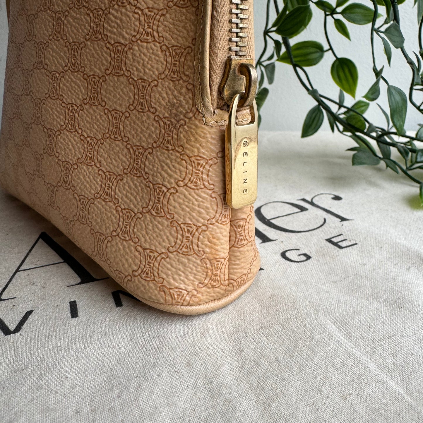 Celine Macadam Beige Pouch / Cosmetic Case