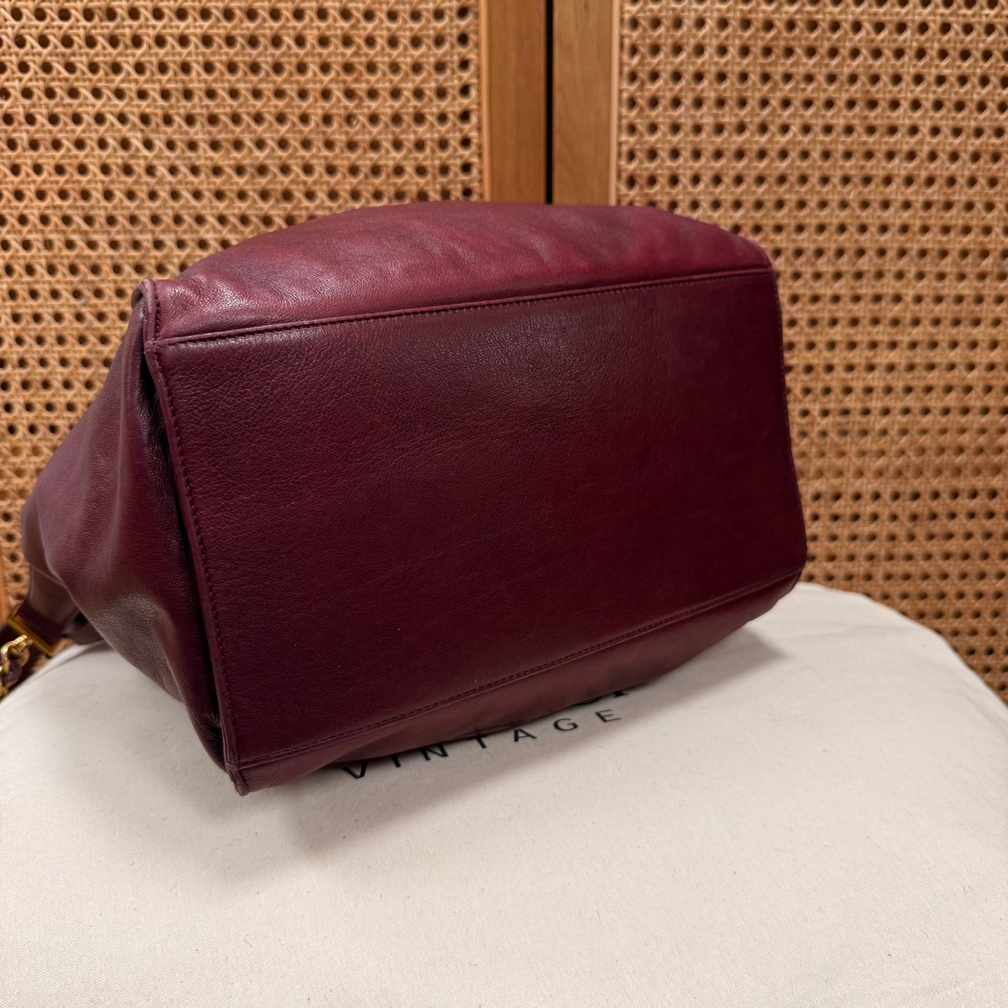 Chanel 1993 Rare Bordeaux Bucket Bag with Pouch