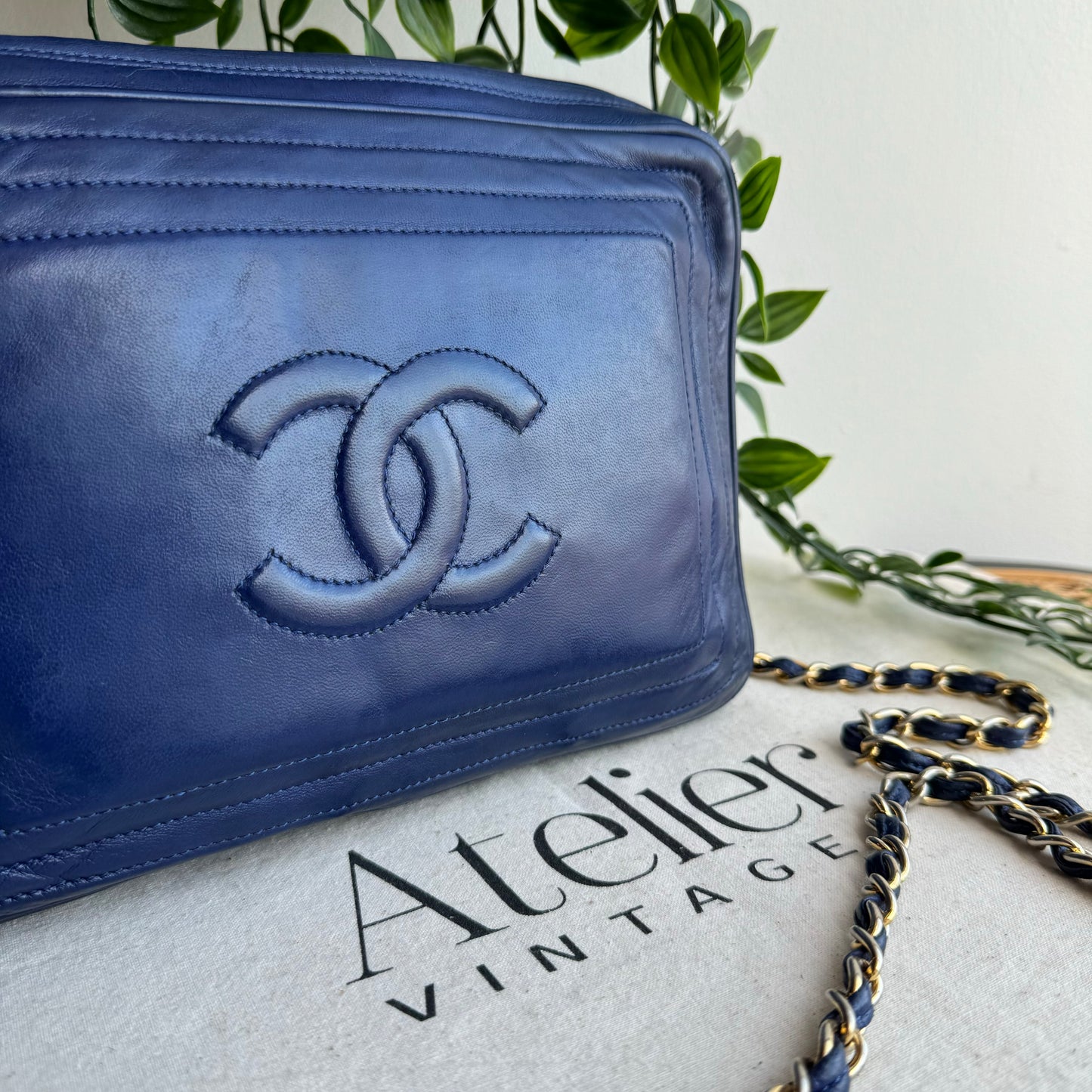 Chanel 1986 CC Quilted French Blue Camera bag