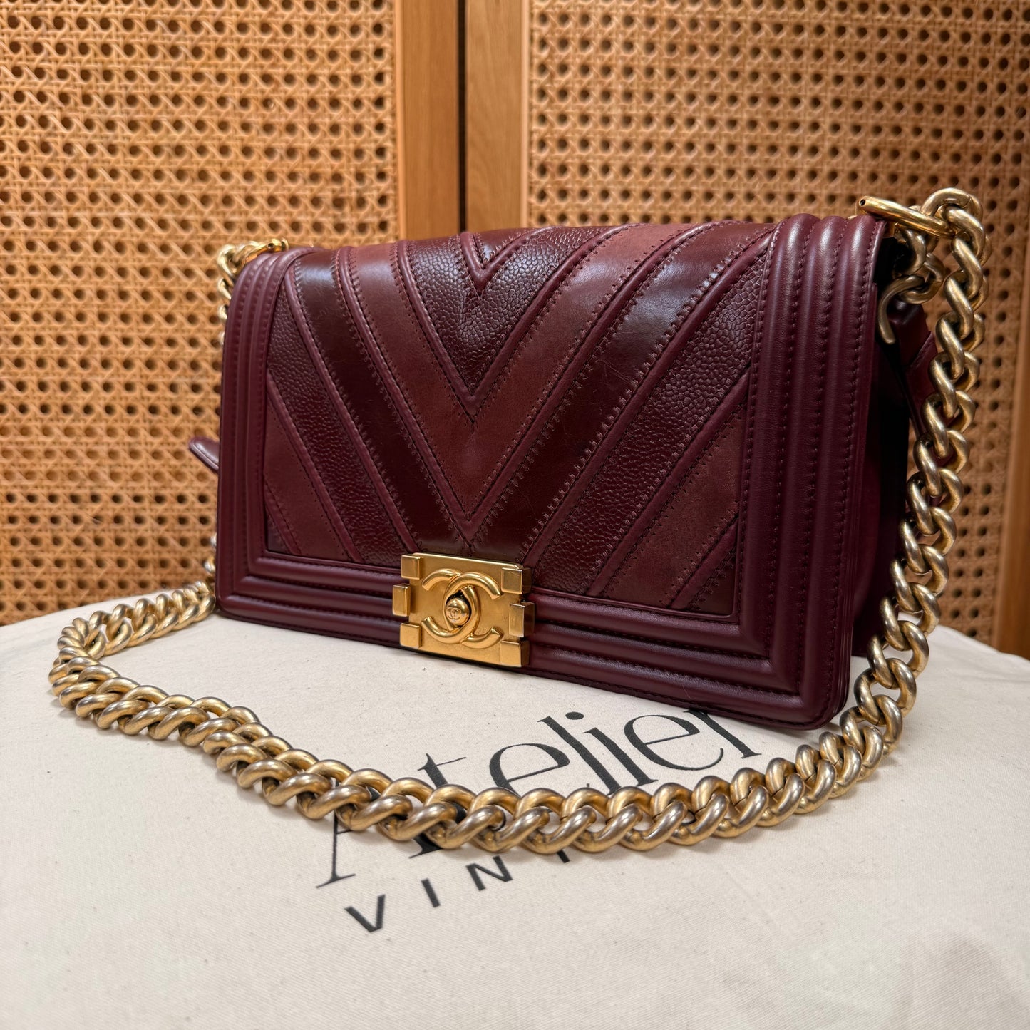 Chanel Rare 2016 Bordeaux Le Boy in Caviar mix