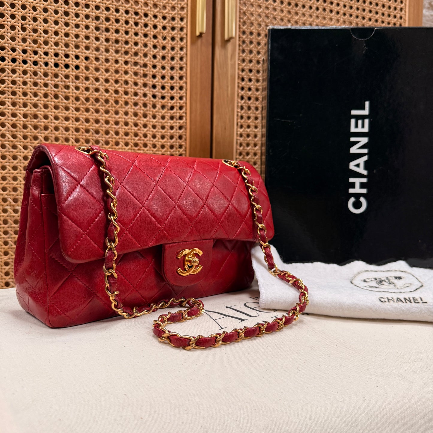 Chanel 1989 Red Classic Double Flap Small