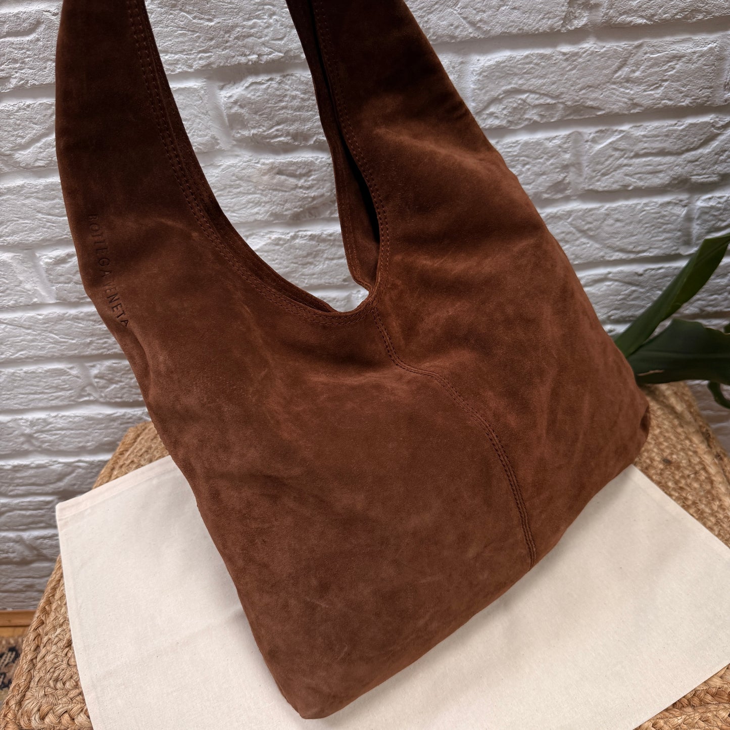 Bottega Veneta 1990s Tan Suede Hobo Tote