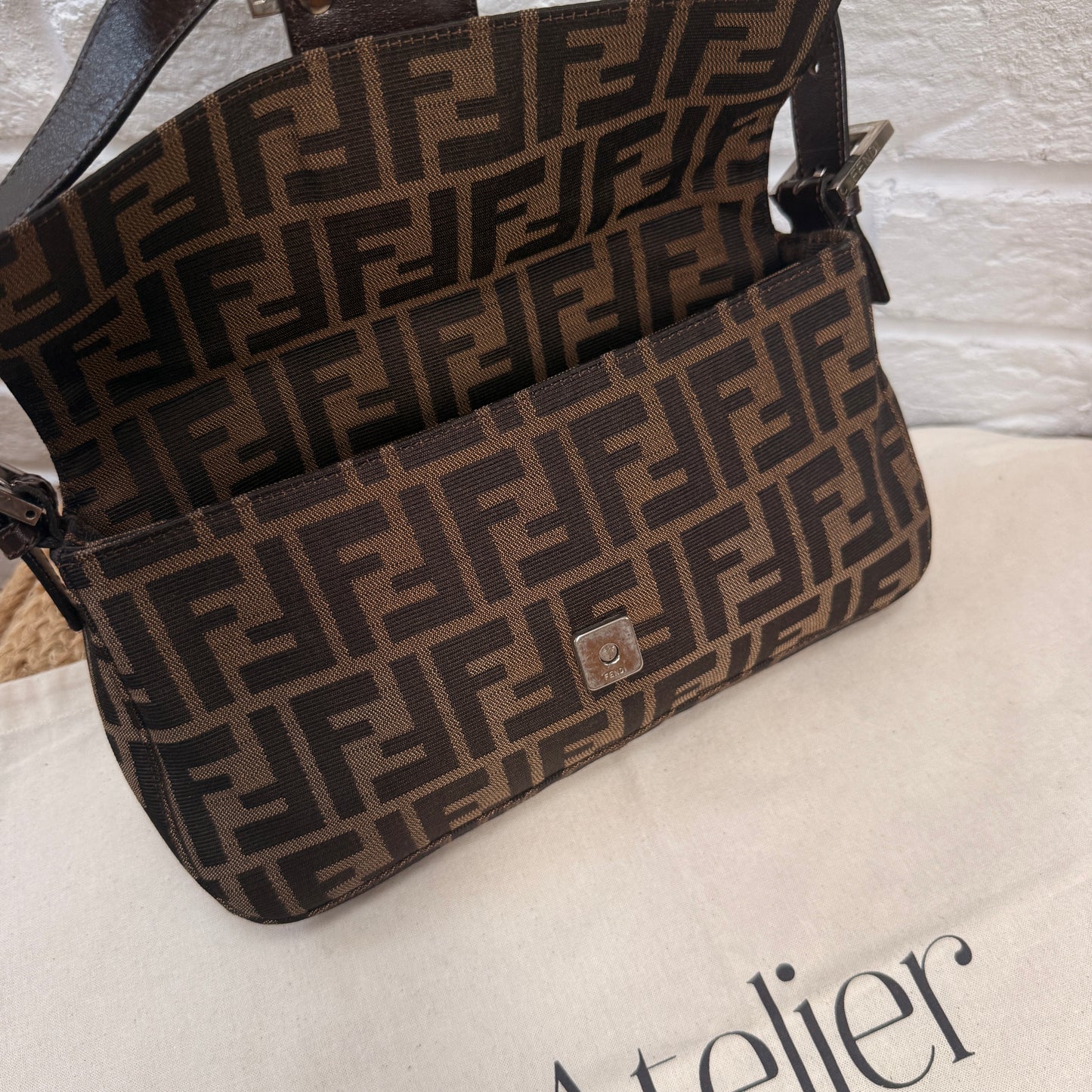 Fendi 1990s Original Baguette in Brown Zucca Print Canvas