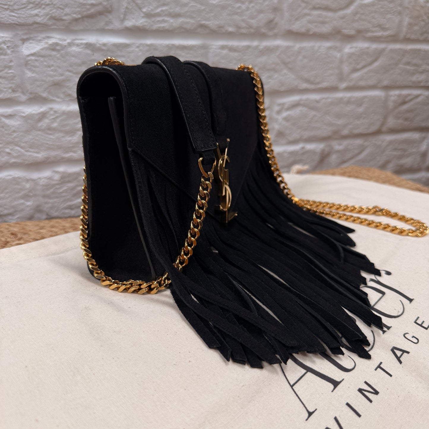 Saint Laurent Rare 2015 Envelope Suede Fringe