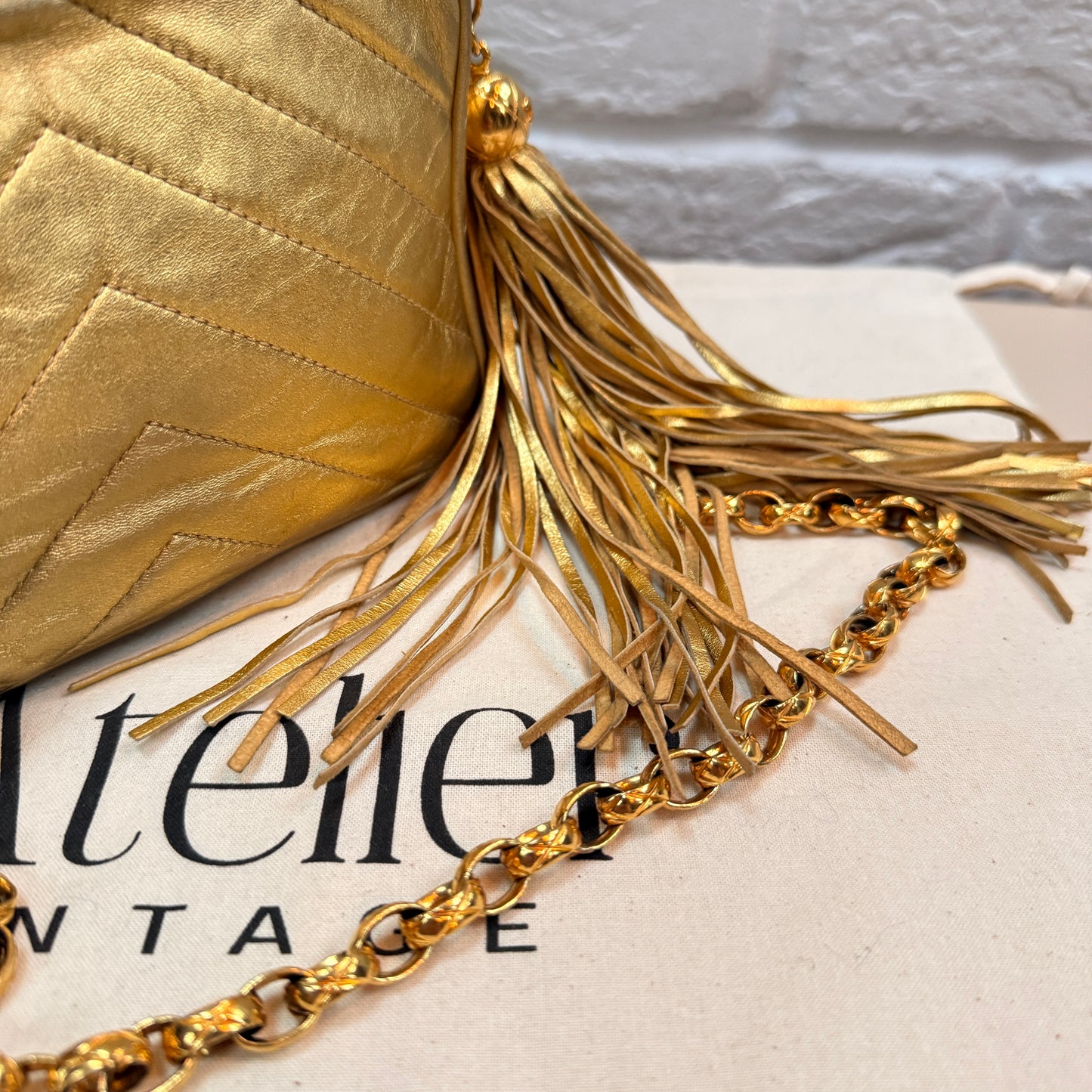 Chanel 1991 Ultra Rare Chevron Quilted Turnlock Camera Bag in Gold Lambskin Leather with 24k gold hardware