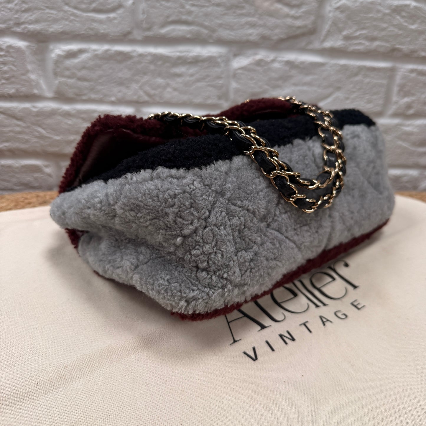 Chanel 2019 Shearling Tri Color Single Flap