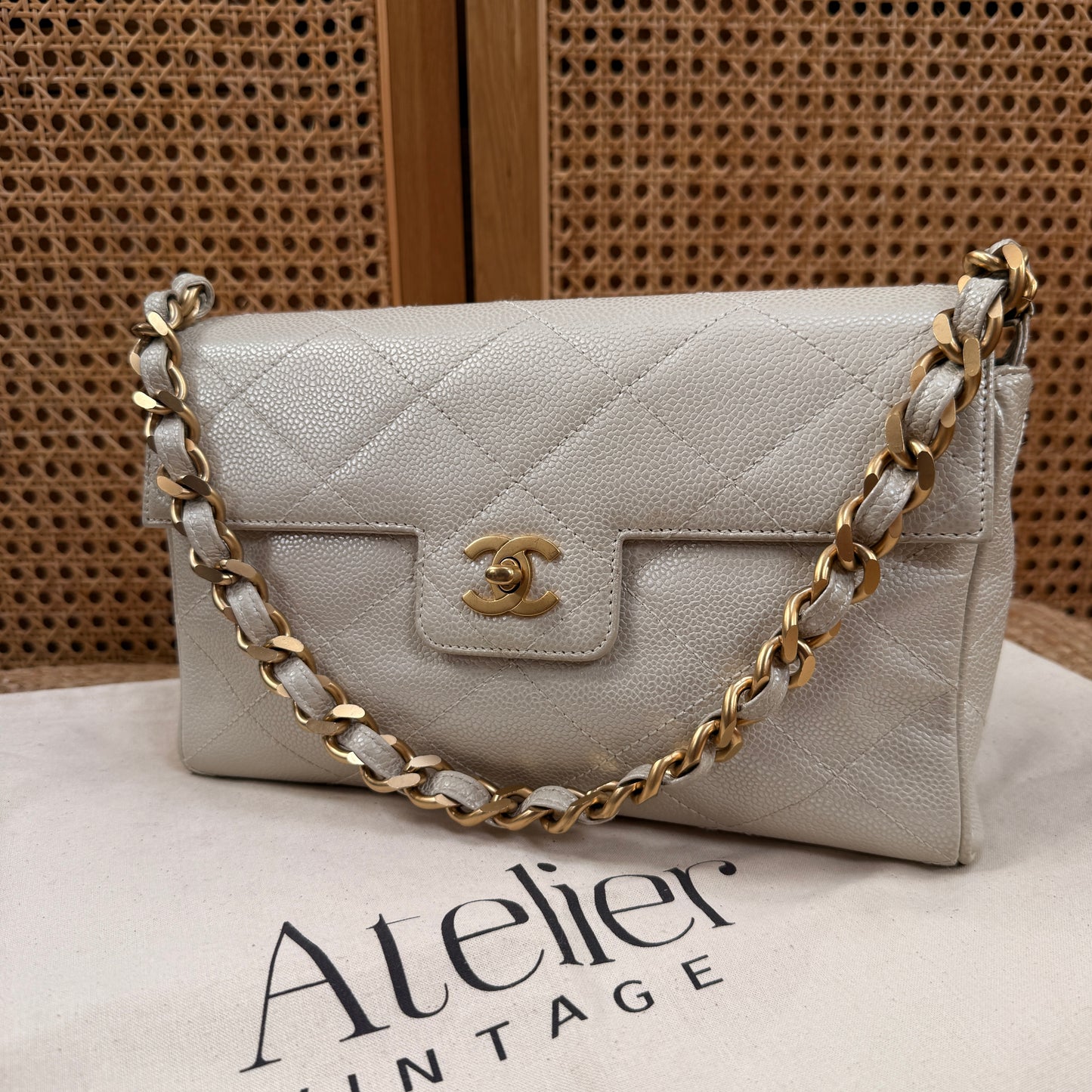 Chanel Ultra Rare 2000 pearlescent Caviar Single Flap