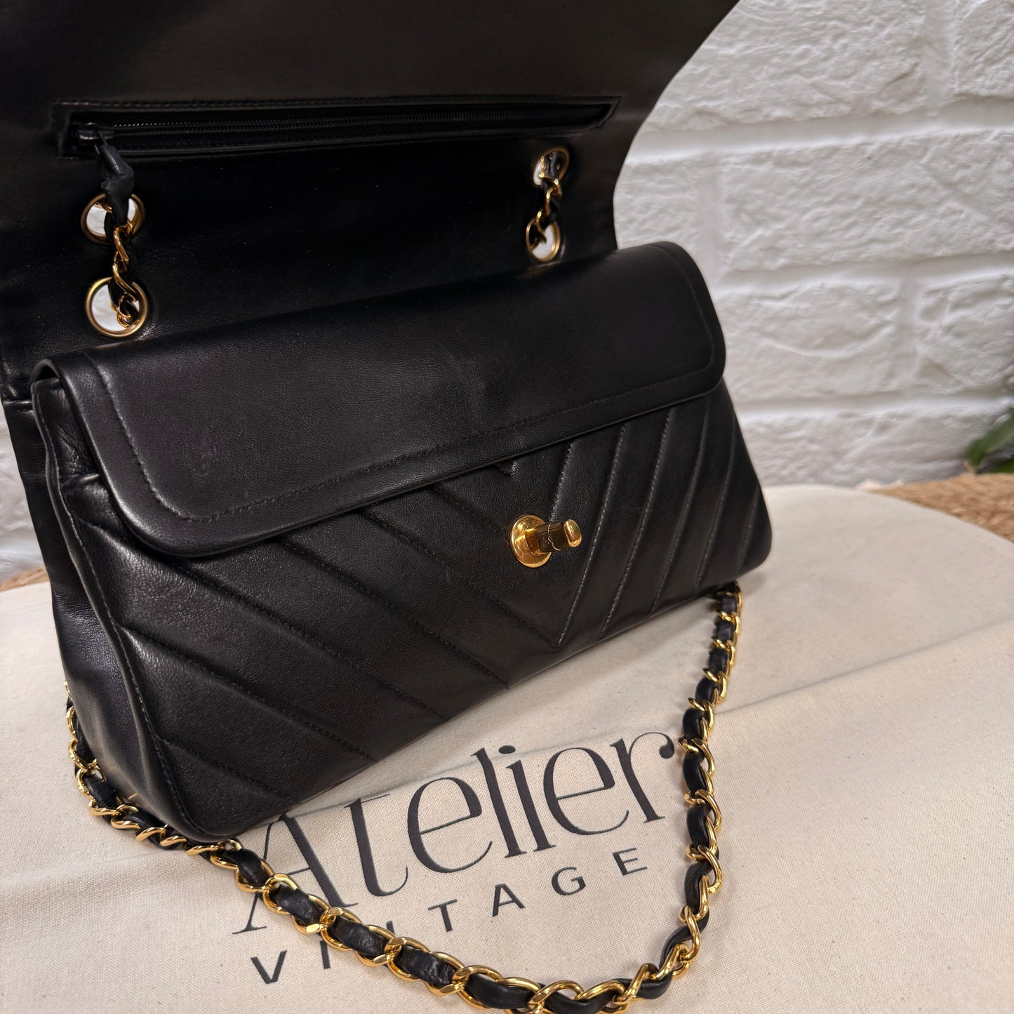 Chanel 1991 Rare & Limited Edition Chevron Classic double flap medium